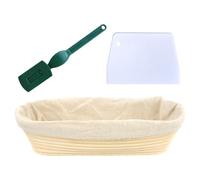 Rattan Bread Basket, Oval Bread Proofing Basket Set, Natural Rattan Rising Bowl With Liner, Dough Scraper, For Baguettes, Country Breads, Modern Kitchen Baking Tool, Home Bakers