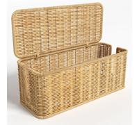 Rattan Cable Management Box, Cable Tidy Box,Extension Lead Box,Rattan Cable Hider Organizer,Cable Organizer Box Rattan With Lid 2 Open Slots,Under Desk Cable Management For Power Strip Computer Router