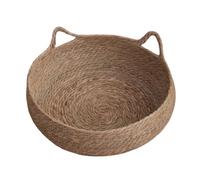 Rattan Cat Bed - 35x35x13cm Woven Bowl Scratcher, Handwoven Breathable Nesting Accessory | Exercise Enrichment Furniture Safety Tool For Indoor Kitten Play Cage Floor Bedroom Sleeping Rest Space