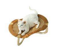 Rattan Cat Chair - Raised Rattan Cat Cooling Bed,Kitten Bunny Sleeping Pad Breathable Hammock for Backyard Courtyard Small to Large Breeds Animals