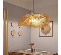 Rattan Ceiling Lamp Restaurant Chandelier Natural and Rattan Woven Hanging Lamps Cage Pendant Lights,Contemporary Dining Room