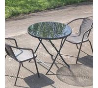 Rattan Chair And Table Set for Patio, Outdoor Bistro Set with Iron Art Table, 80cm