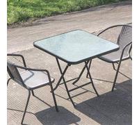 Rattan Chair And Table Set for Patio, Outdoor Bistro Set with Iron Art Table, 80cm