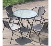 Rattan Chair And Table Set for Patio, Outdoor Bistro Set with Iron Art Table, 80cm