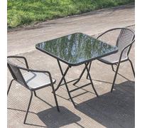 Rattan Chair And Table Set for Patio, Outdoor Bistro Set with Iron Art Table, 80cm