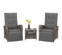 Rattan Chaise Lounge Set Brown 3pcs 67x80x103cm Aluminum PE Rattan Polyester w/c