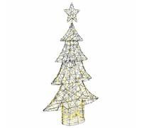 Rattan Christmas Tree with 160 LEDs, Warm White, 150 cm Height, USB Powered, Weather-Resistant, Modern Christmas Tree Decoration for Living Room, Advent, Festive Decoration with Star