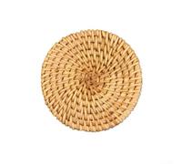 Rattan Coasters and Straw Placemats Set with Woven Heat Insulation Pads for Dining Table Protection, Tea Cups, Bowls and Hot Pots, Natural Material Kitchen Accessories(10cm)