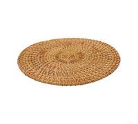 Rattan Coasters Set - Natural Woven Heat Insulation Pads Pot Tea Cups Bowls Stylish - Pots Straw Placemats Cm Mats Plus for Mats - for 8x8 Table to 20x20 Cm Sizes Yellow(20CM)