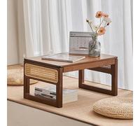 Rattan Coffee Table for Bay Window - Sturdy Low Table for Tatami and Bedroom - Japanese Style Load-Bearing Design