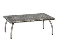 Rattan Coffee Table Grey 90x50x35cm PE Rattan Steel Frame PP Board All-Weather.