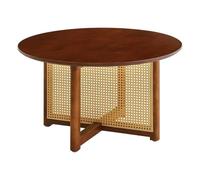 Rattan Coffee Table, Mid Century Modern Accent Table with Rattan Base for Living Room, Bedroom, Office - Small Design, Perfect for Any Space