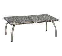 Outsunny Rattan Coffee Table, Patio Wicker Table with All-Weather Material for Garden, Balcony, Backyard, Grey Grey