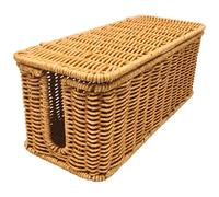 Rattan Cord Organizer Box, 12 in X 5 in X 5 in with Ventilation for Better Cable Storage and Safety