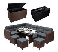 Jardi Rattan Corner Set & Cushion Storage Box - Brown, Brown