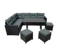 Monstershop Rattan Corner Set With Composite Table - Black Monstershop Black