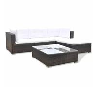 Rattan Corner Garden Furniture Set Outdoor Dining Sofa Group Table & Stools