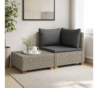 Rattan Corner Sofa Set Kubu Grey 72x72x66cm Natural Rattan Mahogany FrameModular