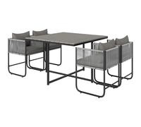 Rattan Cube Dining Set - Grey 110x110x75cm Steel & PE Rattan with Cushions Poly