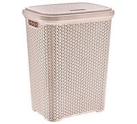 Rattan Design Plastic Laundry Hamper Storage Basket 55L With Lid (Bagie)