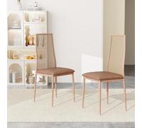 Rattan Dining Chairs Set of 2 - Comfortable Kitchen Chairs with Backrest and Cane Seat Design, Wooden Legs for Dining Room or Accent Use