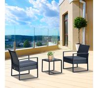 Rattan Dining Set 3 Piece Patio Bistro Table Chair Conversation Set