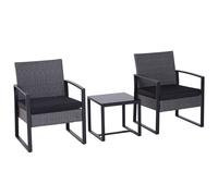 Rattan Dining Set 3 Piece Patio Bistro Table Chair Conversation Set