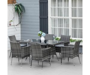 Rattan Dining Set 6 Seater Patio Rectangular Table Cube Chairs Garden Furniture