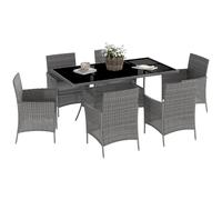 Rattan Dining Set Charcoal Grey PE Rattan & Metal 150x80x74cm 7pc Outdoor Garden
