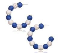 Rattan Earrings Statement Rattan Hoop Earrings for Women Woven Bohemian Earrings Handmade Straw Wicker Braid Big Drop Dangle Earrings for Women Summer Beach Jewelry, Natural Rattan Fiber, Alloy, metal