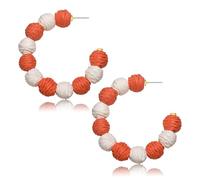 Rattan Earrings Statement Rattan Hoop Earrings for Women Woven Bohemian Earrings Handmade Straw Wicker Braid Big Drop Dangle Earrings for Women Summer Beach Jewelry, Metal, metal