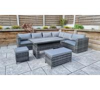Rattan Effect Austin Corner Sofa Set with HPL Adjustable Height Table: Austin corner dining sofa plus protective cover