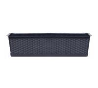 Rattan-Effect Balcony Planter Box in Anthracite Gray colour, with Self-Locking Stand, Rectangular, Weather-Resistant