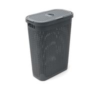 Addis Faux Rattan Slim Laundry Hamper - Charcoal, Grey