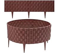 Rattan Effect Decorative Lawn Edging - Perfect for Straight or Curved and Weed Control - Long and Effective Flowerbed Patio Driveway Edging - Garden Decoration (Pack of 8, Brown)