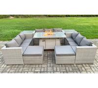 Rattan Effect Garden Fire Pit Furniture Set