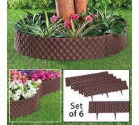 Easylife Lawn Edging Border with Rattan Effect, Pack of 6 Lawn Edging for Garden, Border Edging for Flower Beds and Pathways L60cm x H22cm - Fully Gu