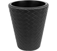 Rattan Effect Planter with Liner Indoor Outdoor Plant Pot White ,Black 14L 34L