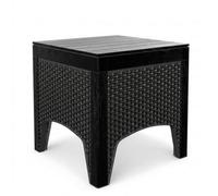 Rattan Effect Square Garden Side Table Patio Outdoor Coffee Tea Table Black