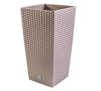 Rattan Effect Square Planter 91L 40x75cm Large Garden Outdoor Indoor Mocca Brown