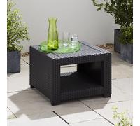 Rattan Effect Square Side Table - Rattan Square Side Table - Graphite