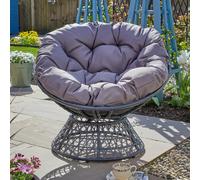 Home Source Oasis Grey Egg Chair Waterproof Cushion Indoor Outdoor