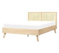 Rattan EU Double Bed Light Wood MONPAZIER