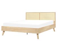 Rattan EU King Size Bed Light Wood MONPAZIER