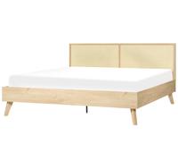 Beliani Bed Rattan Monpazier 180 X 200 Cm (Eu Super King) Light Brown