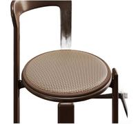 Rattan Fabric Round Seat Pad for Summer with Ventilated Structure and Upgraded Non Slip Bottom Protection (B Dot Grid Brown)