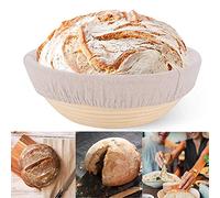 Rattan Fermentation Wicker Basket, Round Bread Proofing Basket, Sourdough Proofing Bowl w/Liner, Multi-purpose Vine Woven Bowl for Bread Loaf Pastry Dough, Food Baking Storage Baskets Organizer