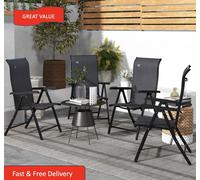 Outsunny Set of 4 Outdoor Rattan Folding Chair w/ Adjustable Backrest Grey