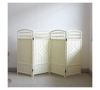 Rattan Folding Screen Room Divider - 4 Panel Partition for Nursery, Living Room, and Privacy - Mobile Decorative Wall