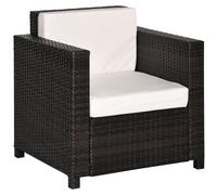 Rattan Garden Armchair Outdoor Patio Chair Cushioned PE Wicker Grey Lounge
